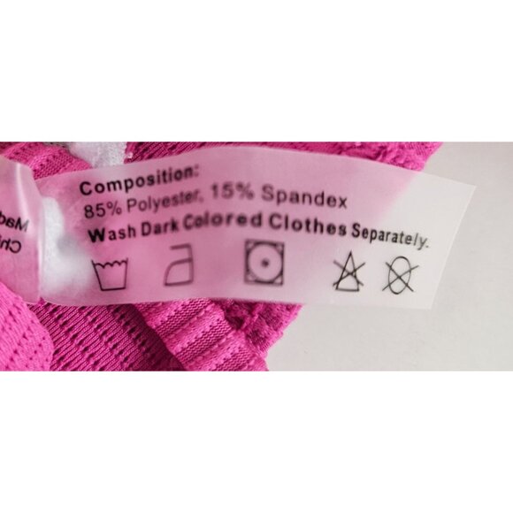 Zaful Womens Rose Pink Ribbed Two-Piece Bikini Set Criss-Cross Straps Size S - Picture 9 of 11